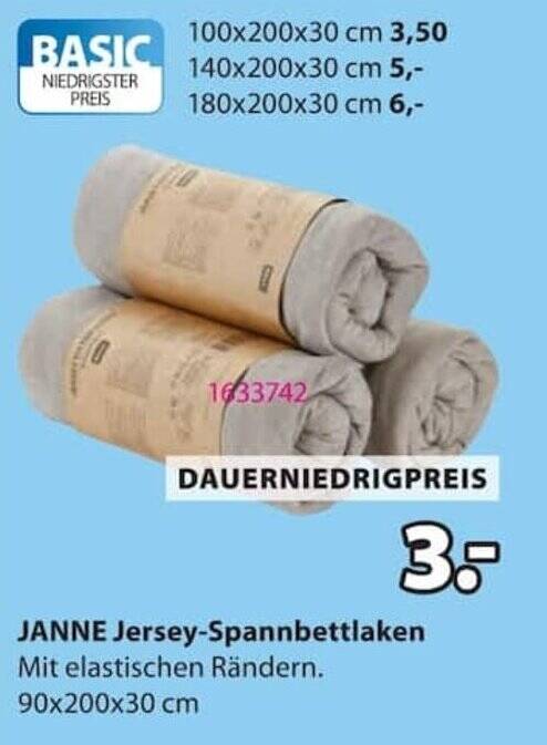 JANNE Jersey-Spannbettlaken 90x200x30 cm Angebot bei Jysk