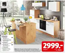 Segmüller Küche Weiß seidenmatt mit Absetzung Wild Oak Nachbildung Angebot