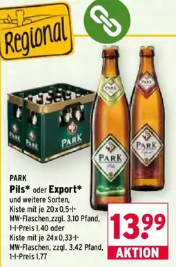 Wasgau PARK Pils* oder Export* Angebot
