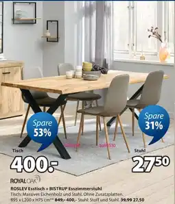 Jysk ROYAL OAK ROSLEV Esstisch + BISTRUP Esszimmerstuhl Angebot