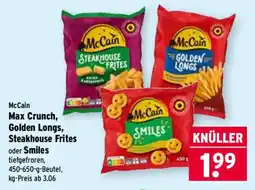 Wasgau McCain Max Crunch, Golden Longs, Steakhouse Frites oder Smiles Angebot