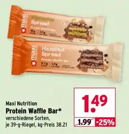 Wasgau Maxi Nutrition Protein Waffle Bar Angebot