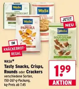 Wasgau WASA Tasty Snacks, Crisps, Rounds oder Crackers Angebot