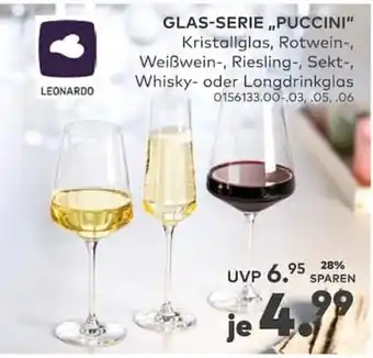 GLAS-SERIE „PUCCINI“ Kristallglas, Rotwein-, Weißwein-, Riesling-, Sekt-, Whisky- oder Longdrinkglas