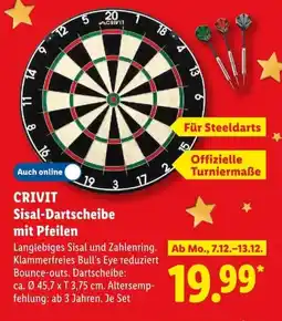 Lidl CRIVIT Sisal-Dartscheibe mit Pfeilen Angebot