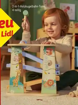 Lidl 2-in-1-Holzkugelbahn-Turm, 4-teilig Angebot