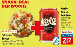 Famila Nord Ost Marktbäckerei Bakerman Burger und Knabe Kola oder Kola Zero Angebot