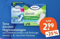 tegut Tena discreet Hygieneeinlagen Angebot