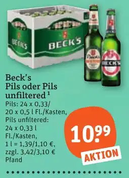 tegut Beck's Pils unfiltered Angebot