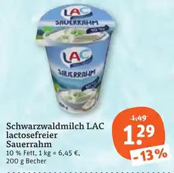 tegut Schwarzwaldmilch LAC lactosefreier Sauerrahm Angebot