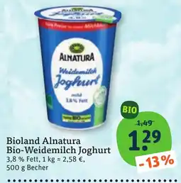 tegut Bioland Alnatura Bio-Weidemilch Joghurt Angebot