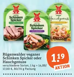 tegut Rügenwalder veganer Schinken Spicker oder Hauchgenuss Angebot