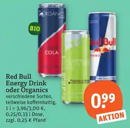 tegut Red Bull Energy Drink oder Organics Angebot