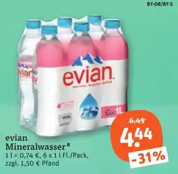 tegut evian Mineralwasser Angebot