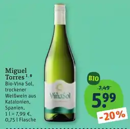 tegut Miguel Torres Bio-Vina Sol Angebot