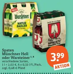tegut Spaten Münchner Hell oder Warsteiner Angebot