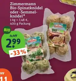 tegut Zimmermann Bio-Spinatknödel oder -Semmelknödel Angebot