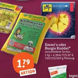 tegut Emmi's oder Burgis Knödel Angebot