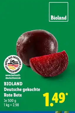 Lidl BIOLAND Deutsche gekochte Rote Bete Angebot
