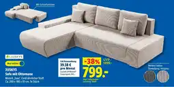 Lidl JUSKYS Sofa mit Ottomane Angebot
