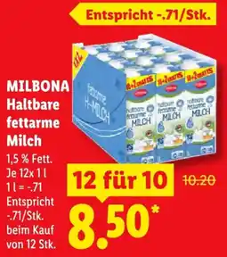 Lidl MILBONA Haltbare fettarme Milch Angebot