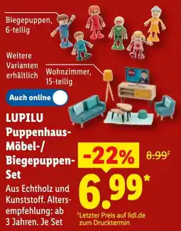 Lidl LUPILU Puppenhaus-Möbel-/Biegepuppen-Set Angebot