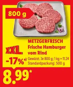 Lidl METZGERFRISCH Frische Hamburger vom Rind Angebot