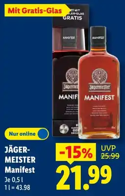 Lidl JÄGERMEISTER Manifest Angebot