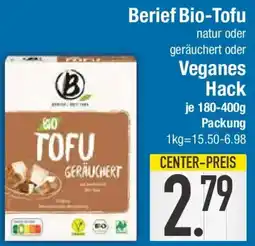 E-Center Berief Bio-Tofu oder Veganes Hack Angebot