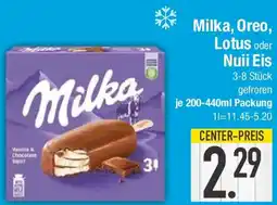 E-Center Milka, Oreo, Lotus oder Nuii Eis Angebot