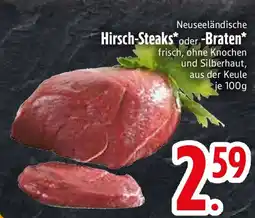 Edeka Neuseeländische Hirsch-Steaks oder -Braten Angebot