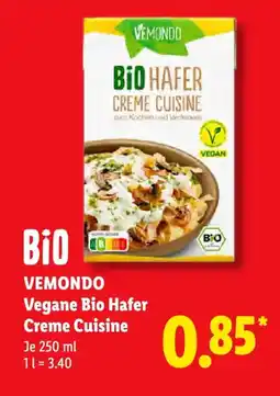 Lidl VEMONDO Vegane Bio Hafer Creme Cuisine Angebot