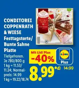 Lidl CONDITOREI COPPENRATH & WIESE Festtagstorte/ Bunte Sahne Platte Angebot