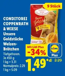Lidl CONDITOREI COPPENRATH & WIESE Unsere Goldstücke Weizen-Brötchen Angebot
