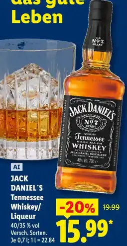 Lidl JACK DANIEL'S Tennessee Whiskey/Liqueur Angebot