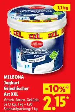 Lidl MILBONA Joghurt Griechischer Art XXL Angebot