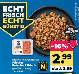 Netto MEINE FLEISCHEREI Frisches Putenhackfleisch gewürzt Angebot