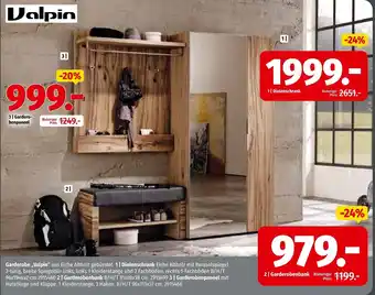 Garderobe „Valpin“ aus Eiche Altholt gebürstet