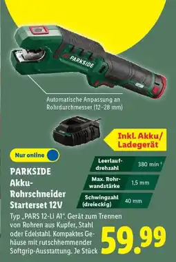 Lidl PARKSIDE Akku-Rohrschneider Starterset 12V Angebot