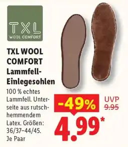 Lidl TXL WOOL COMFORT Lammfell-Einlegesohlen Angebot