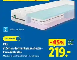 Lidl FAN 7-Zonen-Tonnentaschenfederkern-Matratze Angebot