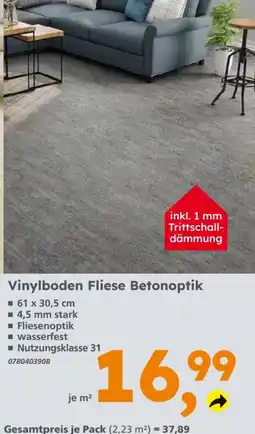 Globus Baumarkt Vinylboden Fliese Betonoptik Angebot