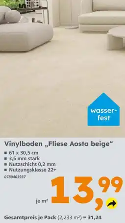 Globus Baumarkt Vinylboden „Fliese Aosta beige“ Angebot