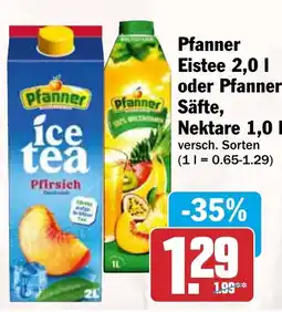 HIT Pfanner Eistee oder Pfanner Säfte, Nektare Angebot