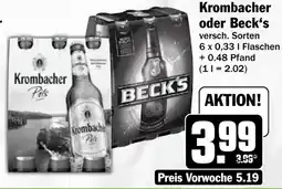 HIT Krombacher oder Beck's Angebot