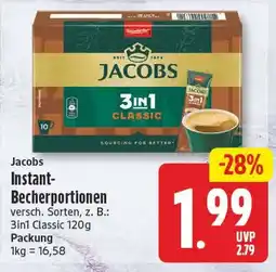 EDEKA Wucherpfennig Jacobs Instant-Becherportionen 3in1 Classic Angebot