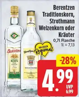 EDEKA Wucherpfennig Berentzen Traditionskorn, Strothmann Weizenkorn oder Kräuter Angebot