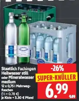 Edeka Herkules Staatlich Fachingen Heilwasser still oder Mineralwasser medium Angebot