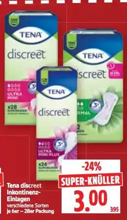 Edeka Herkules Tena discreet Inkontinenz-Einlagen Angebot