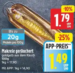 EDEKA Wucherpfennig Makrele geräuchert goldgelb aus dem Rauch Angebot